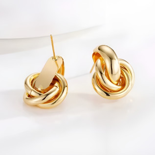 Intertwined circles stud earrings in stainless steel silver gold sold by pair