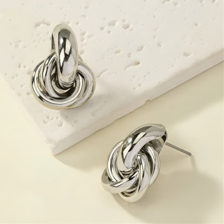 Boucles d'oreilles cercles entrelacés acier inoxydable argent or vendues par paire