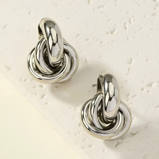 Boucles d'oreilles cercles entrelacés acier inoxydable argent or vendues par paire