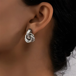 Boucles d'oreilles cercles entrelacés acier inoxydable argent or vendues par paire
