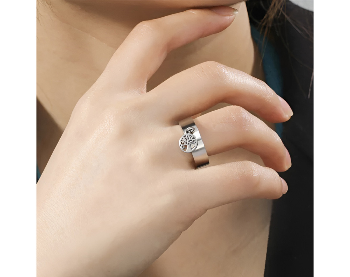 Tree of life ring in stainless steel, silver, gold, charm ring