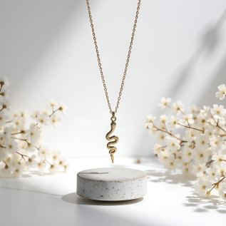 Snake pendant necklace on stainless steel chain gold silver women necklace gift