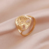 Hollow tree of life ring, stainless steel,  silver, gold