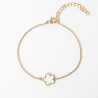 Bracelet fleur de prunier en nacre blanche ou résine sur chaîne simple ou perlée en acier inoxydable argent ou or cadeau femme