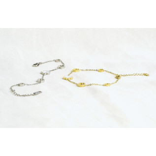 Plum blossom bracelet in white mother-of-pearl or resin in silver or gold stainless steel woman gift