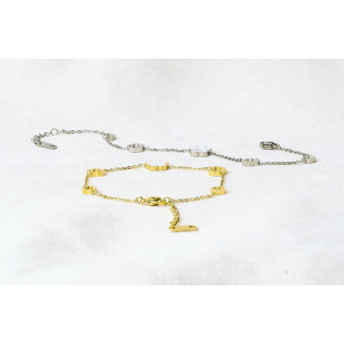 Plum blossom bracelet in white mother-of-pearl or resin in silver or gold stainless steel woman gift