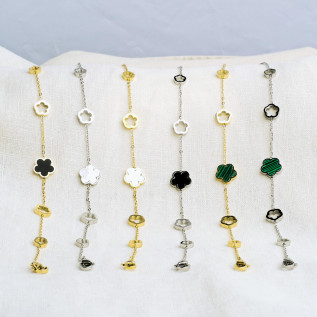 Plum blossom bracelet in white mother-of-pearl or resin in silver or gold stainless steel woman gift