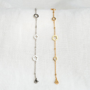 Bracelet fleurs creuses en acier inoxydable argent or chaîne satellite