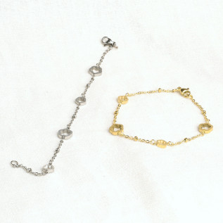 Bracelet fleurs creuses en acier inoxydable argent or chaîne satellite