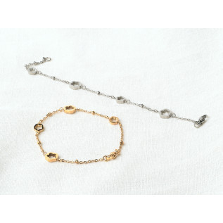Bracelet fleurs creuses en acier inoxydable argent or chaîne satellite
