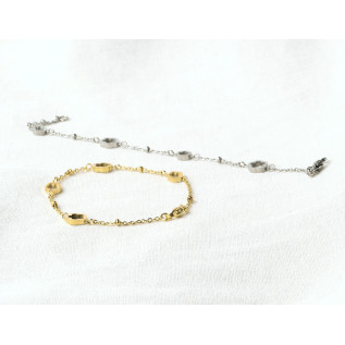 Bracelet fleurs creuses en acier inoxydable argent or chaîne satellite