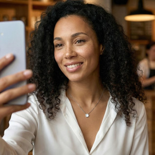 White mother-of-pearl plum blossom necklace on silver or gold stainless steel satellite chain woman necklace gift