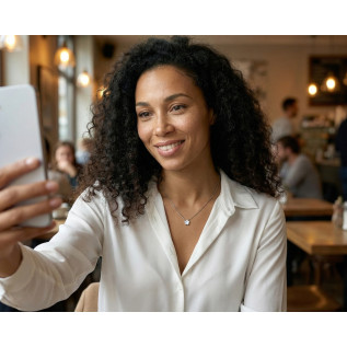 White mother-of-pearl plum blossom necklace on silver or gold stainless steel satellite chain woman necklace gift