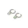Boucles d'oreilles créoles et trèfles en pierre naturelle d'aventurine verte acier inoxydable or argent vendues par paire