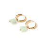 Natural stone clover hoop creole earrings stainless steel silver gold sold by pair