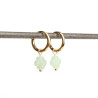 Boucles d'oreilles créoles et trèfles en pierre naturelle d'aventurine verte acier inoxydable or argent vendues par paire