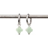 Boucles d'oreilles créoles et trèfles en pierre naturelle d'aventurine verte acier inoxydable or argent vendues par paire