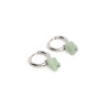 Green aventurine natural stone clover hoop creole earrings stainless steel silver gold sold by pair