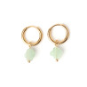 Boucles d'oreilles créoles et trèfles en pierre naturelle d'aventurine verte acier inoxydable or argent vendues par paire