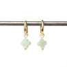 Boucles d'oreilles créoles et trèfles en pierre naturelle d'aventurine verte acier inoxydable or argent vendues par paire