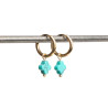 Boucles d'oreilles créoles et trèfles en pierre naturelle d'howlite turquoise acier inoxydable or argent vendues par paire