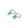 Boucles d'oreilles créoles et trèfles en pierre naturelle d'howlite turquoise acier inoxydable or argent vendues par paire