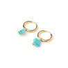 Turquoise howlite natural stone clover hoop creole earrings stainless steel silver gold sold by pair