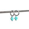 Boucles d'oreilles créoles et trèfles en pierre naturelle d'howlite turquoise acier inoxydable or argent vendues par paire