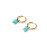 Turquoise howlite natural stone clover hoop creole earrings stainless steel silver gold sold by pair