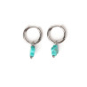 Boucles d'oreilles créoles et trèfles en pierre naturelle d'howlite turquoise acier inoxydable or argent vendues par paire