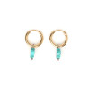 Turquoise howlite natural stone clover hoop creole earrings stainless steel silver gold sold by pair