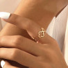 Bague trèfles à quatre feuilles réglable acier inoxydable or anneau cadeau bague femme