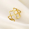 Bague trèfles à quatre feuilles réglable acier inoxydable or anneau cadeau bague femme
