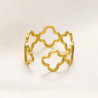 Bague trèfles à quatre feuilles réglable acier inoxydable or anneau cadeau bague femme