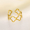 Bague trèfles à quatre feuilles réglable acier inoxydable or anneau cadeau bague femme