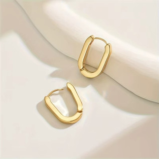 Rectangle hoop earrings in stainless steel silver gold sold by pair