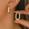 Boucles d'oreilles créoles rectangles acier inoxydable argent or vendues par paire