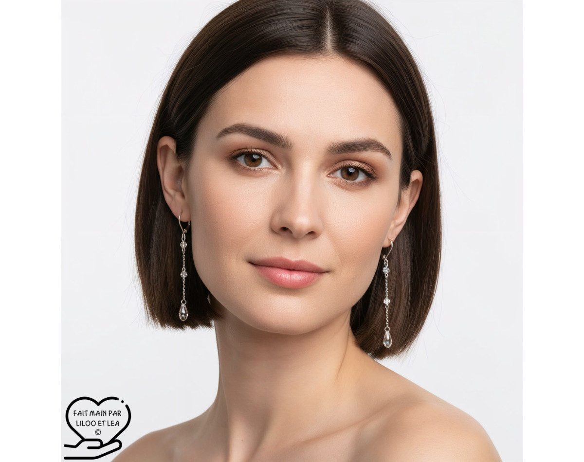 Bridal earrings CASSANDRE, cubic zirconia and Swarovski crystal