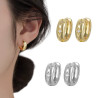 Boucles d'oreilles créoles et oxydes de zirconium acier inoxydable argent or vendues par paire