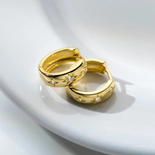 Cubic zirconia hoop earrings in stainless steel silver gold sold by pair