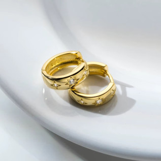 Cubic zirconia hoop earrings in stainless steel silver gold sold by pair