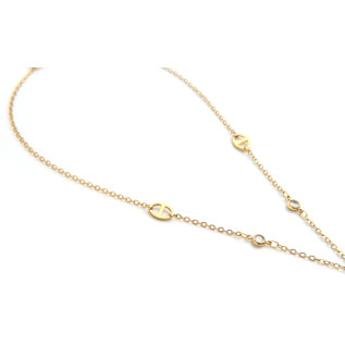 Collier mailles marines et oxydes de zirconium pendant central long ou court acier inoxydable argent or cadeau