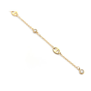 Collier mailles marines et oxydes de zirconium pendant central long ou court acier inoxydable argent or cadeau