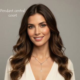 Collier mailles marines et oxydes de zirconium pendant central long ou court acier inoxydable argent or cadeau