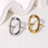 Silver or gold stainless steel hollow large oval adjustable ring woman gift