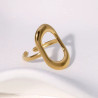 Silver or gold stainless steel hollow large oval adjustable ring woman gift