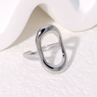 Silver or gold stainless steel hollow large oval adjustable ring woman gift