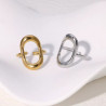 Silver or gold stainless steel hollow large oval adjustable ring woman gift