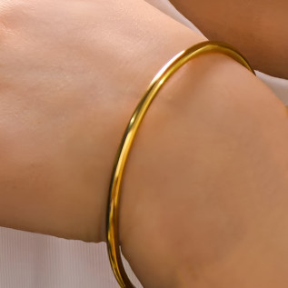 Stainless steel thick wire cuff bracelet silver or gold