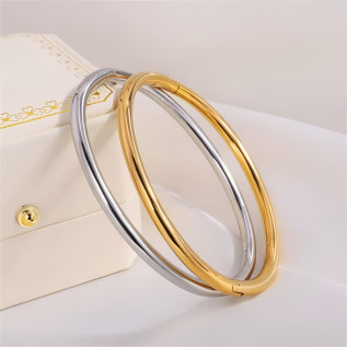 Bracelet manchette fil épais acier inoxydable argent ou or